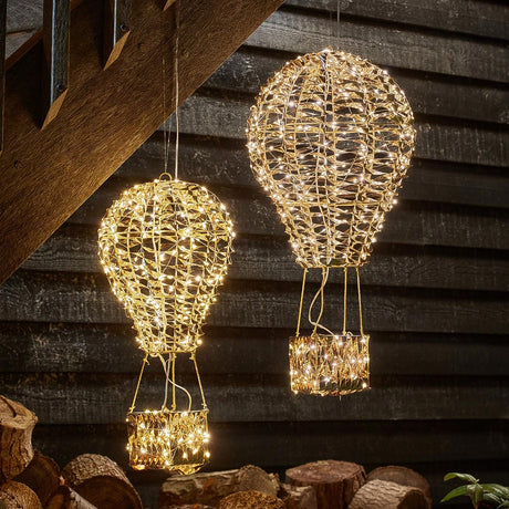 50cm Gold Twist Hot Air Balloon LED Outdoor Christmas Decoration