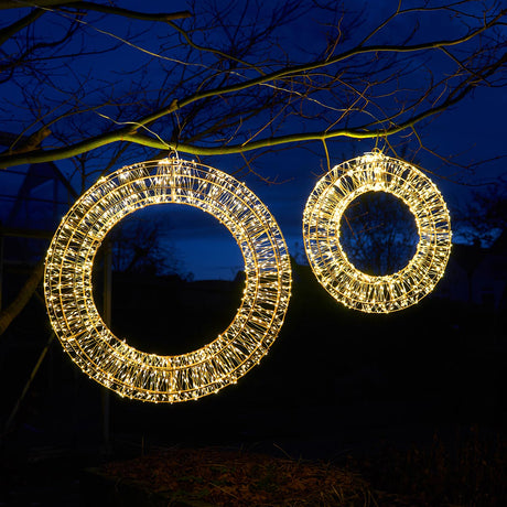 50cm Wire Outdoor Christmas Wreath With 1440 Warm White Micro LEDs