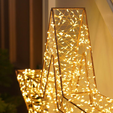 50cm Wire Star Outdoor Christmas Wreath With 1440 Warm White Micro LEDs