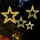 50cm Wire Star Outdoor Christmas Wreath With 1440 Warm White Micro LEDs