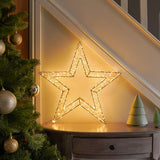 50cm Wire Star Outdoor Christmas Wreath With 1440 Warm White Micro LEDs