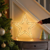50cm Wire Star Outdoor Christmas Wreath With 1440 Warm White Micro LEDs