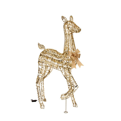1.35m Gold Twist Doe Outdoor Light up Reindeer
