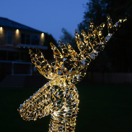 1.5m Gold Twist Stag Outdoor Light up Reindeer