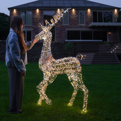 1.5m Gold Twist Stag Outdoor Light up Reindeer