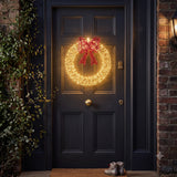 50cm Outdoor Christmas Wreath with Red LED Bow
