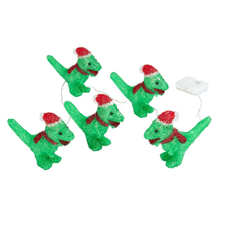 5 Outdoor Battery Acrylic Dinos on String Christmas Figure