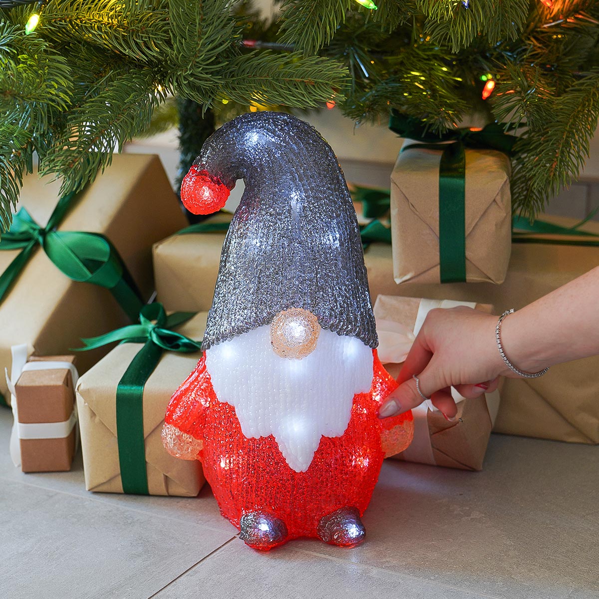30cm Acrylic Christmas Gonk LED Battery Outdoor Figure