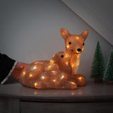 28cm Acrylic Doe & Fawn Battery Outdoor Light up Reindeer