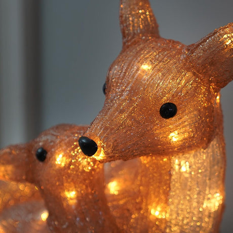28cm Acrylic Doe & Fawn Battery Outdoor Light up Reindeer