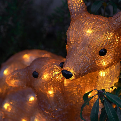 28cm Acrylic Doe & Fawn Battery Outdoor Light up Reindeer
