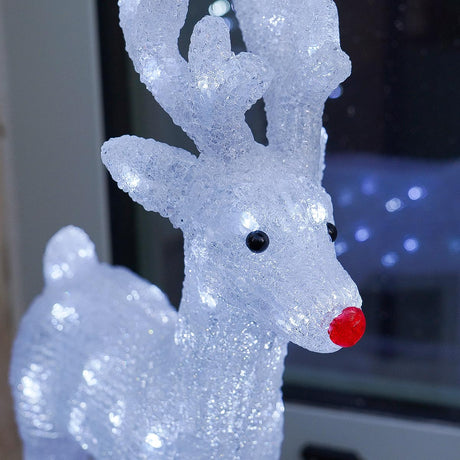 40cm Acrylic Battery Outdoor Light up Reindeer