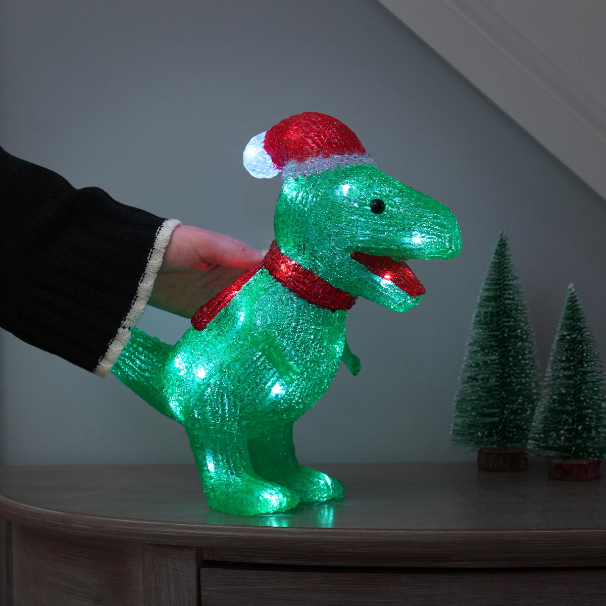 26cm Acrylic Dino Outdoor Battery Christmas Figure