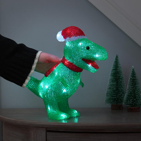 26cm Acrylic Dino Outdoor Battery Christmas Figure