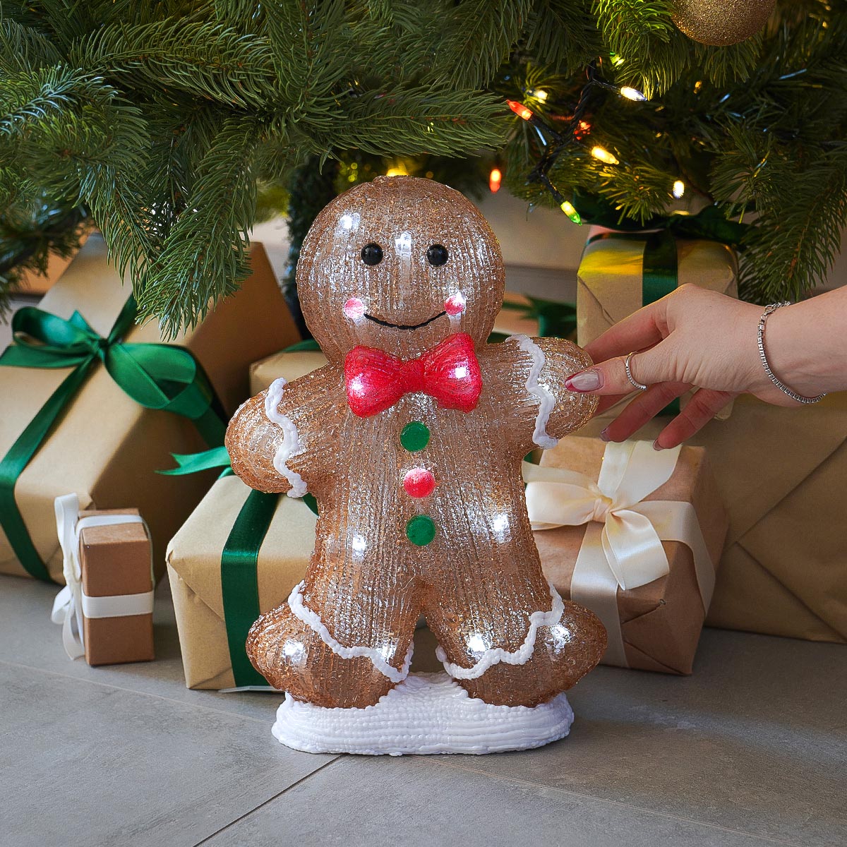 Outdoor Battery Acrylic Gingerbread man Christmas Figure | InLit