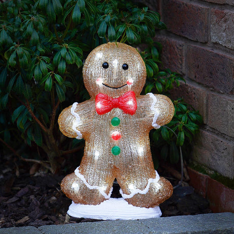 30cm Acrylic Gingerbread Man LED Battery Outdoor Christmas Decoration