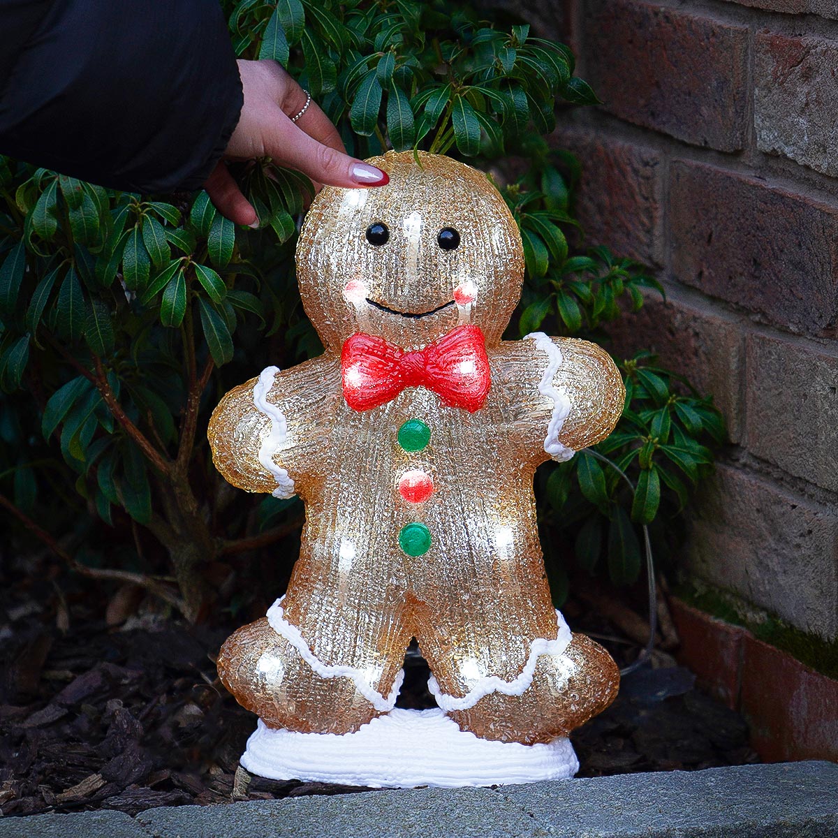 30cm Acrylic Gingerbread Man LED Battery Outdoor Christmas Decoration