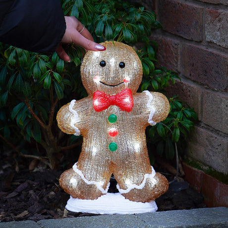 30cm Acrylic Gingerbread Man LED Battery Outdoor Christmas Decoration