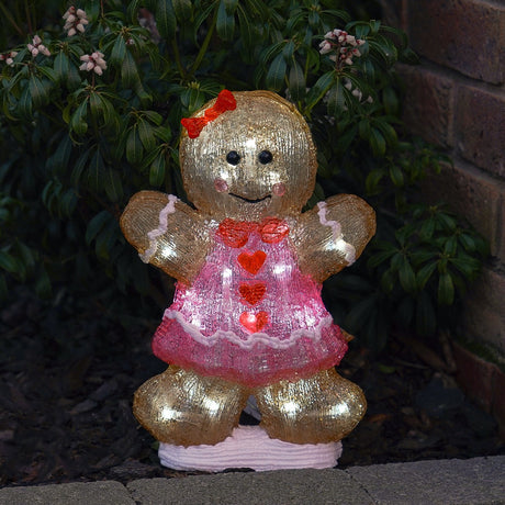 30cm Acrylic Gingerbread Girl LED Battery Outdoor Christmas Decoration