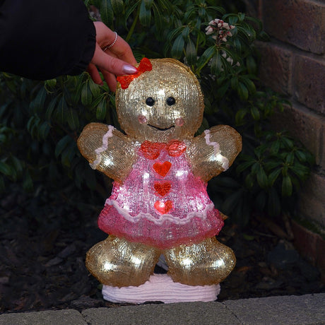 30cm Acrylic Gingerbread Girl LED Battery Outdoor Christmas Decoration