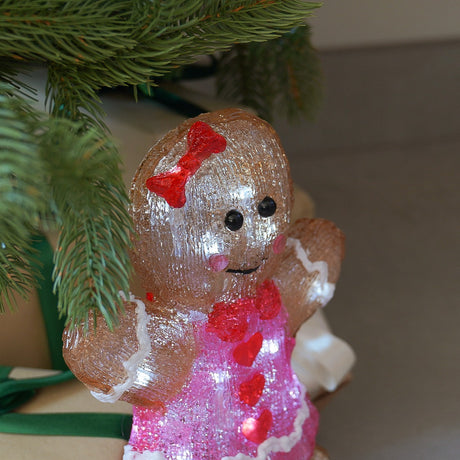 30cm Acrylic Gingerbread Girl LED Battery Outdoor Christmas Decoration