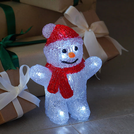16cm Acrylic LED Snowman Battery Christmas Figure
