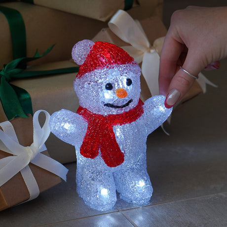 16cm Acrylic LED Snowman Battery Christmas Figure
