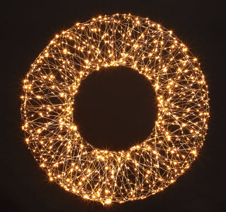 75cm Wire Outdoor Christmas Wreath With 720 Antique White Micro LEDs