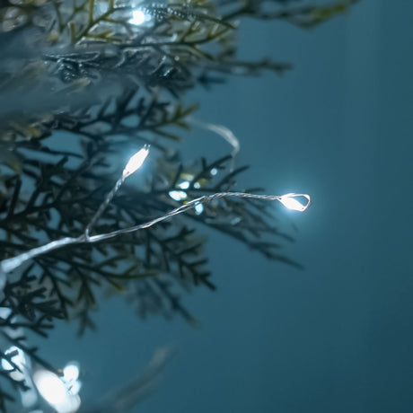 Indoor & Outdoor Firefly Decor Tree Lights on Silver Wire, White LEDs