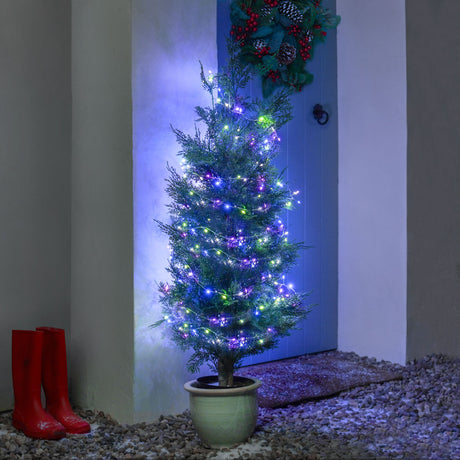 Indoor & Outdoor Firefly Decor Tree Lights on Silver Wire, Pastel LEDs
