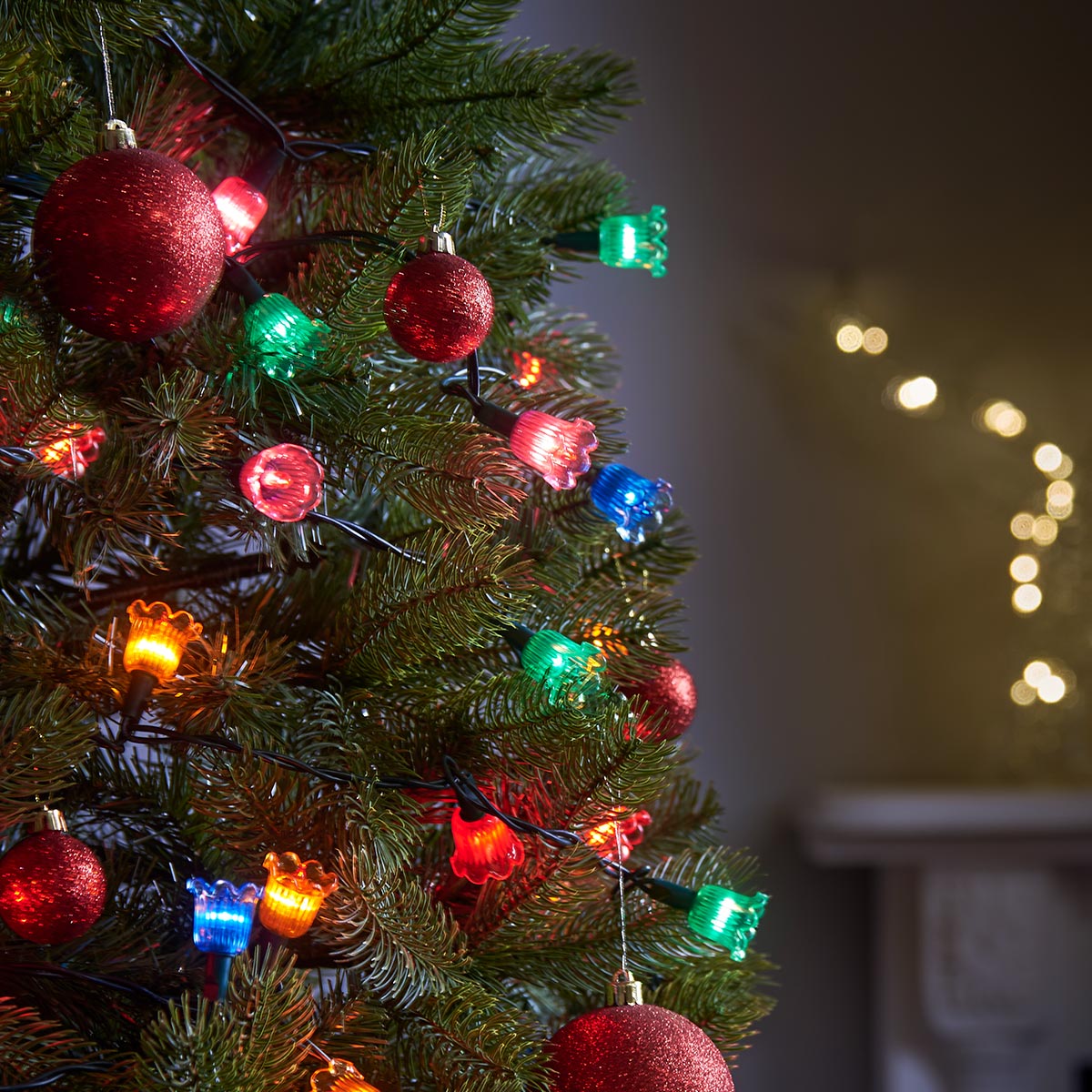 2.4m Canterbury Belles Multi Coloured LED Outdoor Battery Christmas Fairy Lights