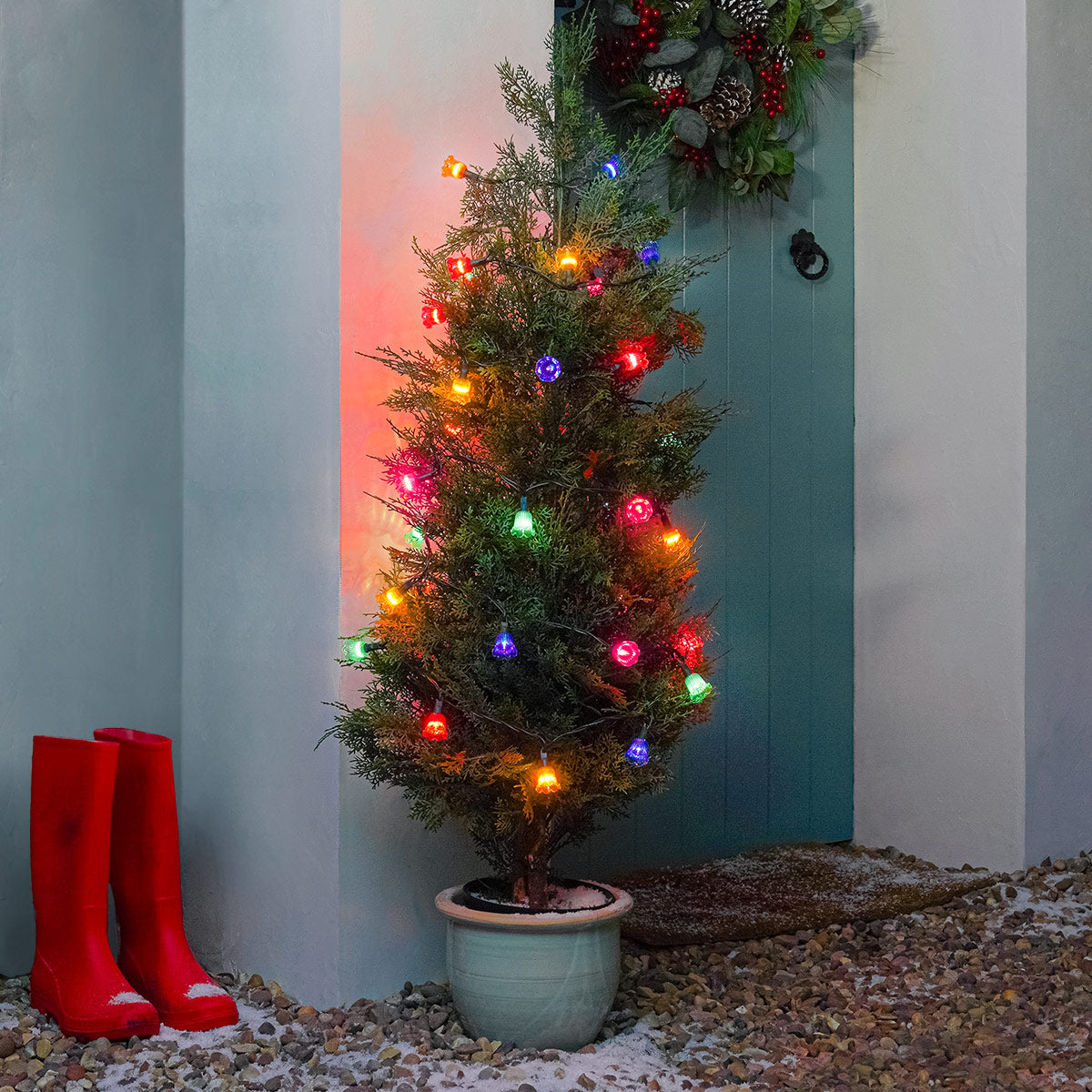 2.4m Canterbury Belles Multi Coloured LED Outdoor Battery Christmas Fairy Lights