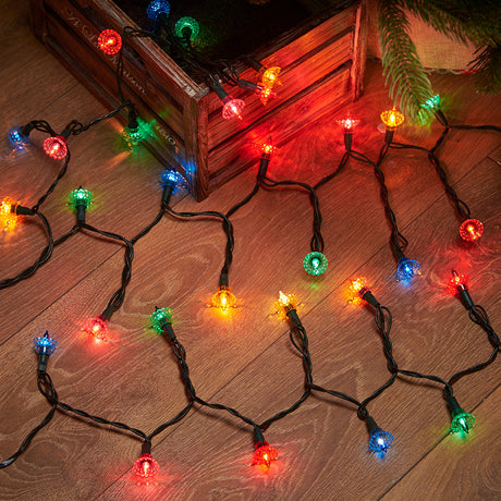 2.4m Traditional Pickwick Multi Coloured LED Outdoor Battery Christmas Fairy Lights
