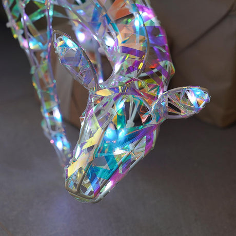 25cm Iridescent Light up Reindeer Doe & Fawn