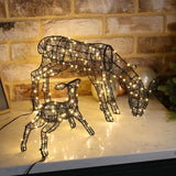 Black Frame Outdoor Light up Reindeer Doe & Fawn
