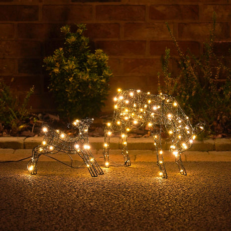 Black Frame Outdoor Light up Reindeer Family Christmas Figures