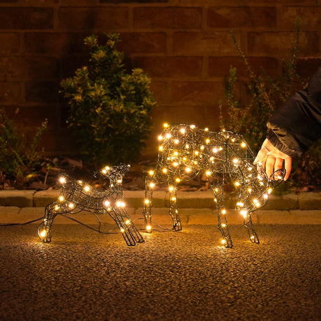 Black Frame Outdoor Light up Reindeer Family Christmas Figures