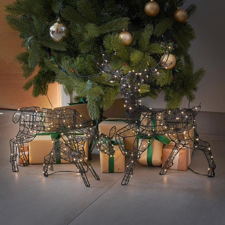 Black Frame Outdoor Light up Reindeer Family Christmas Figures