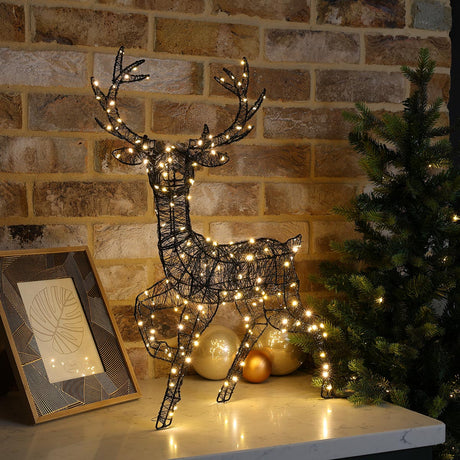 Black Frame Outdoor Light up Reindeer Family Christmas Figures