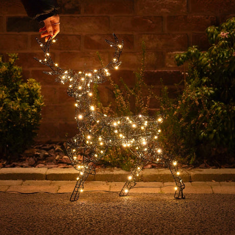 52cm Black Frame Stag Outdoor Light up Reindeer