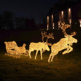 Outdoor Dual LED Light up Reindeer and Sleigh Christmas Figures