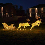 Outdoor Dual LED Light up Reindeer and Sleigh Christmas Figures