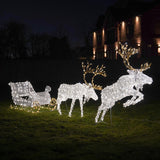 Outdoor Dual LED Light up Reindeer and Sleigh Christmas Figures