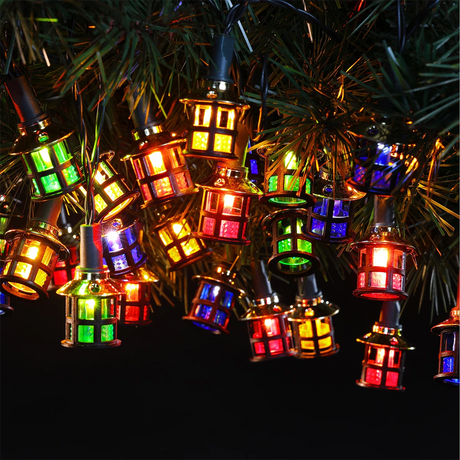 20 LED Victorian Lantern Outdoor Christmas Fairy Lights Battery Operated 2.4m