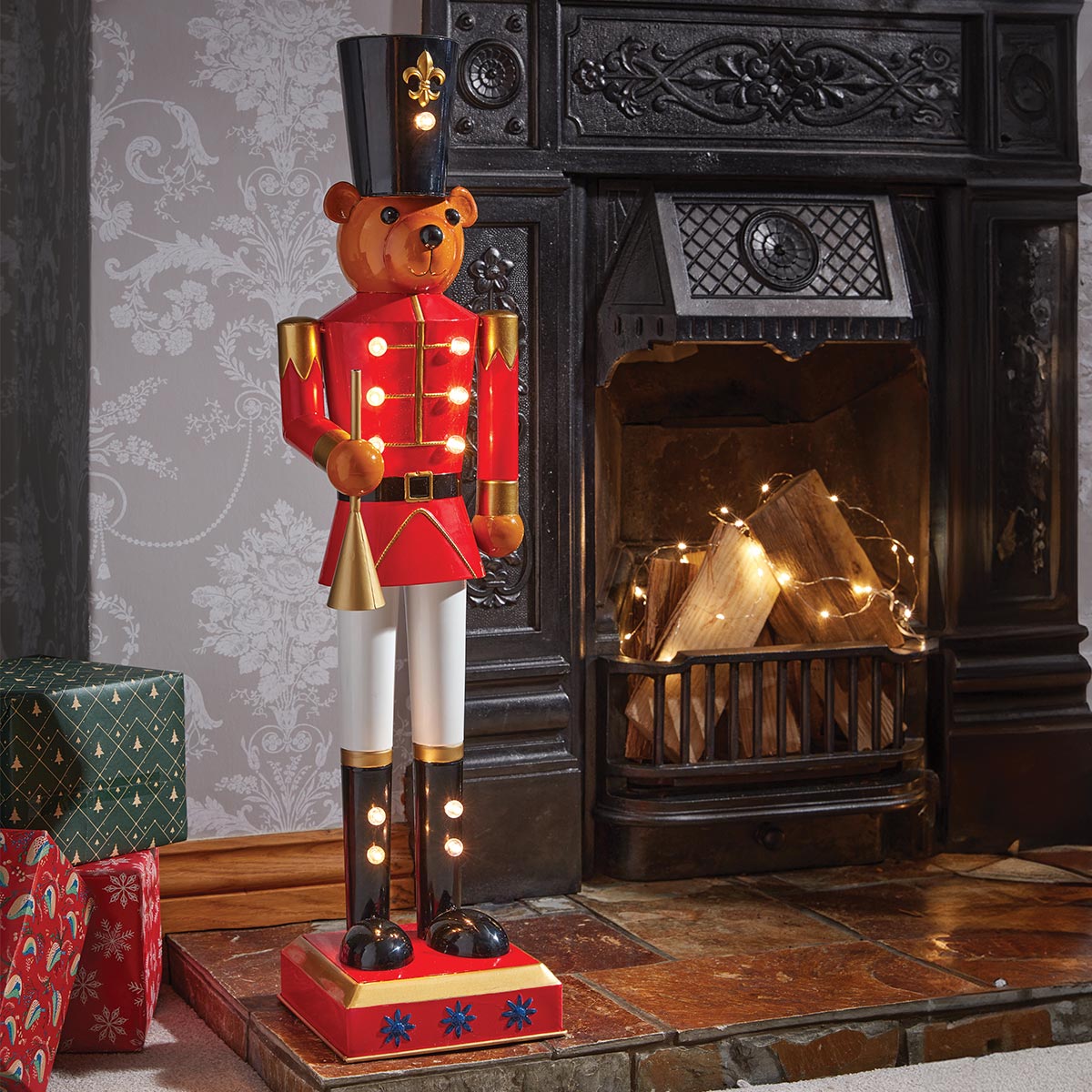 80cm Teddy Bear Nutcracker Battery Christmas Decoration