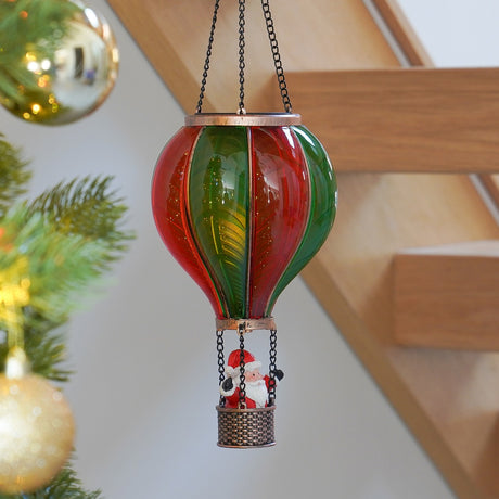 Battery Cool Flame Hanging Santa Balloon Lantern Christmas Light