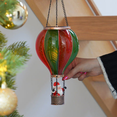 Battery Cool Flame Hanging Santa Balloon Lantern Christmas Light