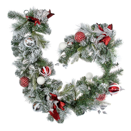 1.8m Snow Flocked Lapland Outdoor Christmas Garland