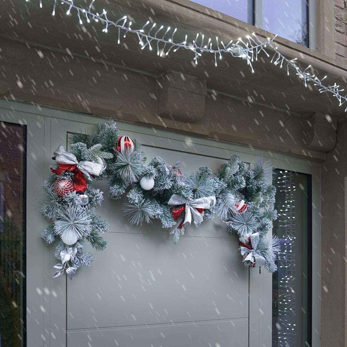 1.8m Snow Flocked Lapland Outdoor Christmas Garland