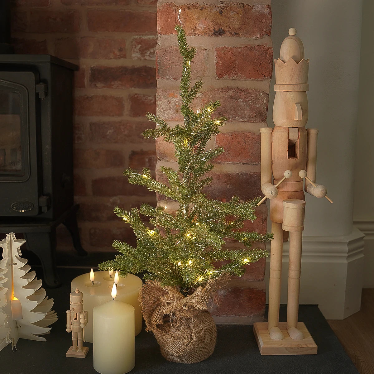 60cm Pre-Lit Mini Christmas Tree Battery Operated Warm White LEDs